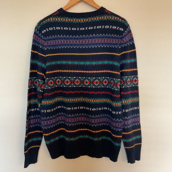Urban Pipeline Fair Isle Wool Blend Sweater Mens L Crewneck Navy Y2K Retro Skate - Picture 4 of 10